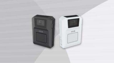 AXIS Body Camera W102 side by side black and white variants front on view.